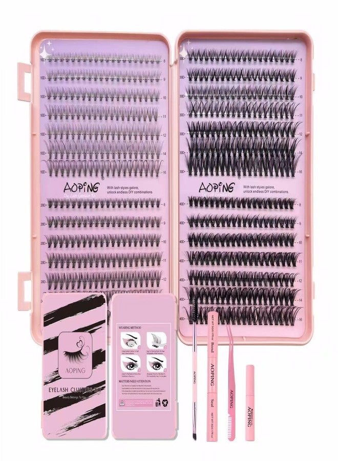 AOPING Lash Clusters Kit Wispy Lashes Extension Kit D Curl False Eyelashes Clusters 560Pcs 10D+20D+30D+40D+50D, 8-16mm with Eyelash Tools Set (Lash Bond and Seal, Lash Remover, Lash Brush, Lash Tweezers) - Image 1